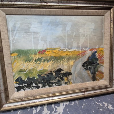 Lot 1433 - An abstract landscape oil painting.