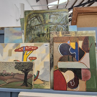 Lot 1436 - A collection of various abstract oil paintings.