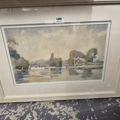 Lot 1444 - Frank Sherwin. A River Weir. watercolor.
