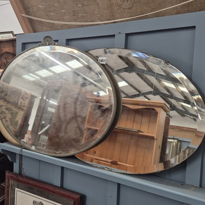 Lot 1453 - Two art deco oval mirrors.