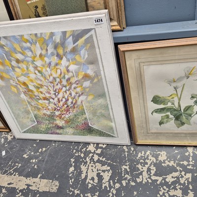Lot 1474 - An oil on canvas. flowers in a window and a...