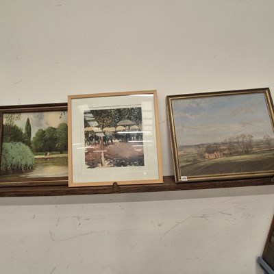 Lot 1475 - Two oil paintings and a print.