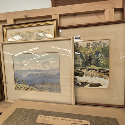 Lot 1484 - Three antique watercolours and a map.