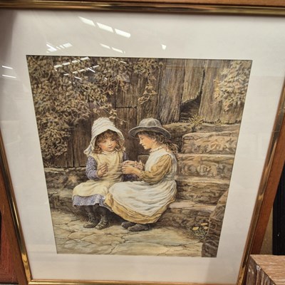 Lot 1485 - Watercolours, Children playing on a step, an...