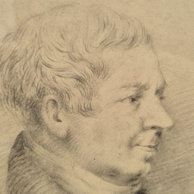 Lot 1504 - A pencil portrait study of a gentleman and two...