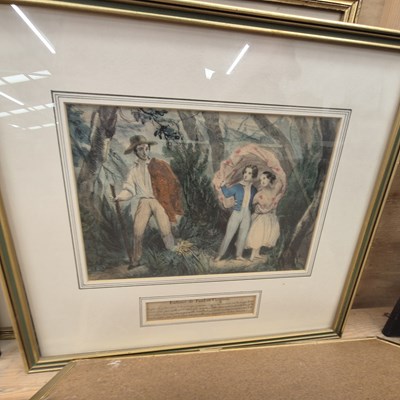 Lot 1523 - Two floral colour etchings, three 19th century...