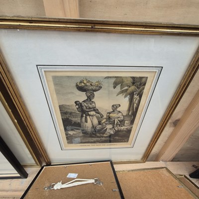 Lot 1523 - Two floral colour etchings, three 19th century...