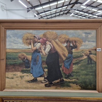 Lot 1528 - Julian Dupres. Carrying wheat sheaves. oil on...