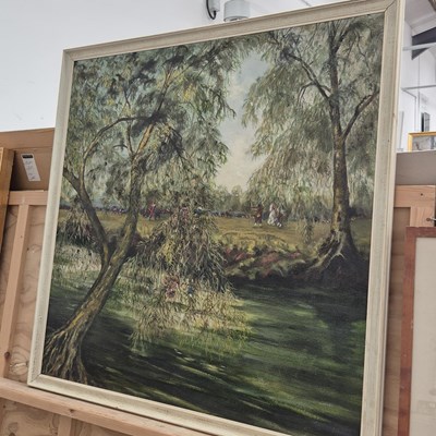 Lot 1539 - John Barnden- A large oil on board "the battle...
