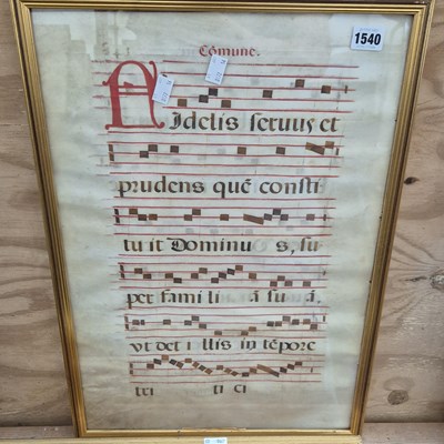 Lot 1540 - An early vellum illuminated music score.