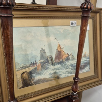 Lot 1547 - An early 20th century watercolour stormy port...