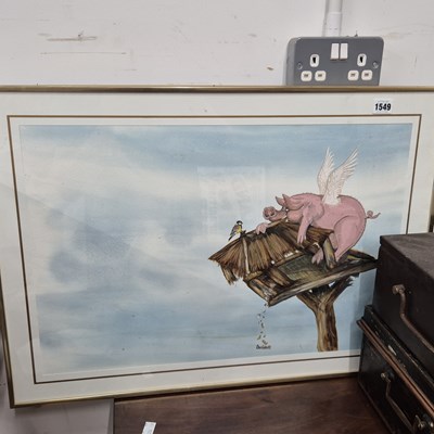 Lot 1549 - "If Pigs could fly" an amusing watercolour...