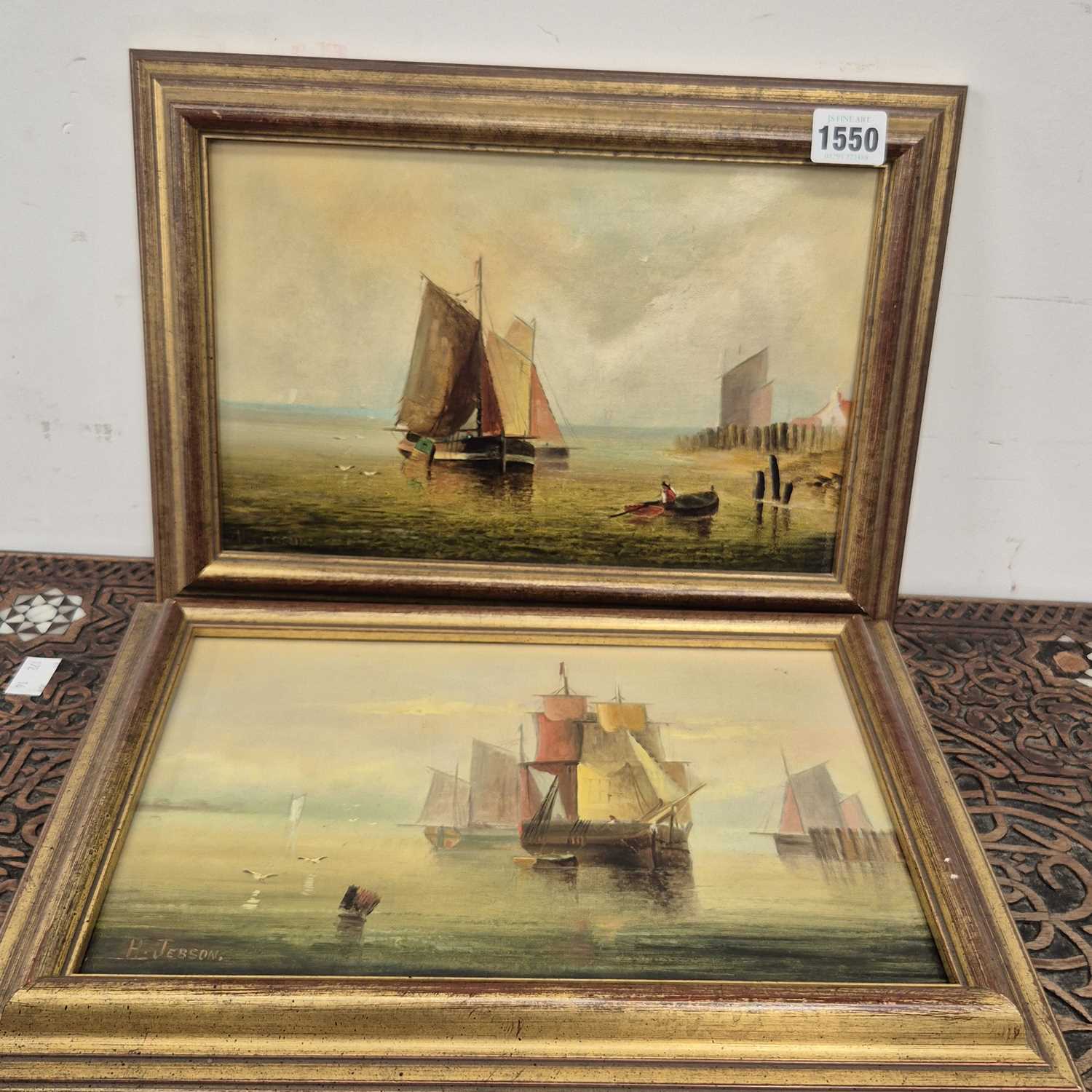 Lot 1550 - A pair of oil paintings, coastal shipping. 29...