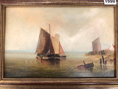 Lot 1550 - A pair of oil paintings, coastal shipping. 29...