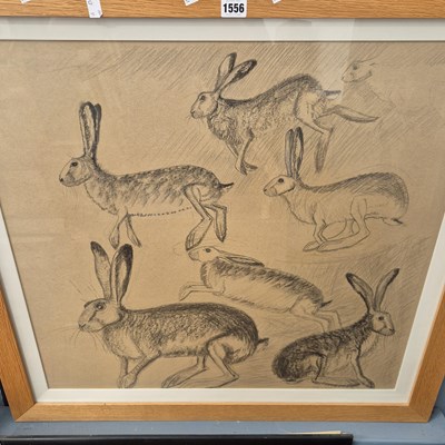 Lot 1556 - Georgina Warne. Hares. Original study-...