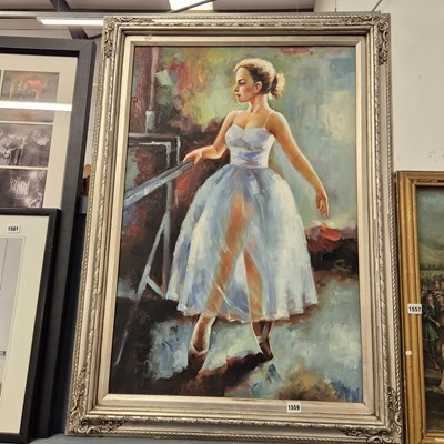 Lot 1559 - A ballerina, oil on canvas, unsigned.