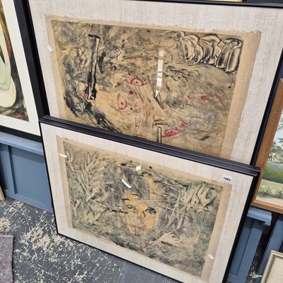 Lot 1563 - A set of four large-scale Eastern mixed-media...