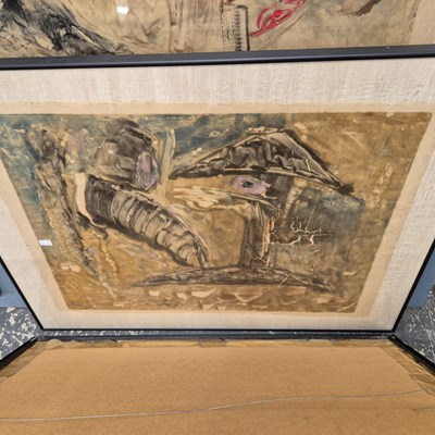 Lot 1563 - A set of four large-scale Eastern mixed-media...