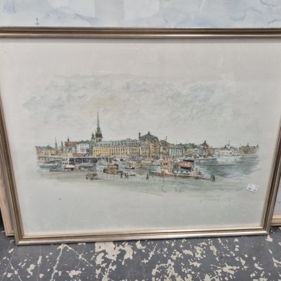 Lot 1569 - 20th century school, Amsterdam views. signed...