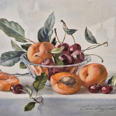 Lot 1575 - Elena Bazanova, still life- Apricots and...