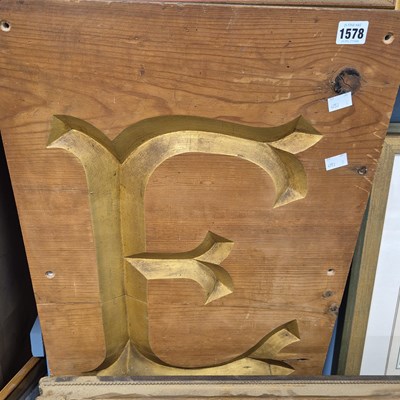 Lot 1578 - A large carved pine letter "E"
