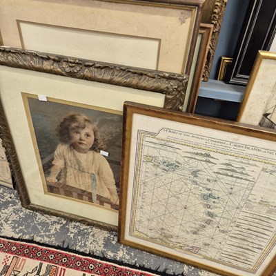 Lot 1583 - A group of decorative prints and a map.
