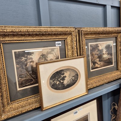 Lot 1589 - A pair of 19th-century landscape prints and...
