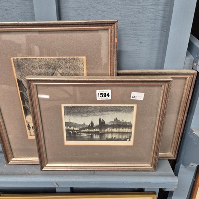 Lot 1594 - A group of three aquatint prints.