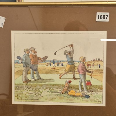 Lot 1607 - A humorous golfing picture, a political...