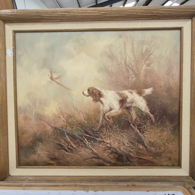 Lot 1618 - A pair of oil on canvas studies of sporting...