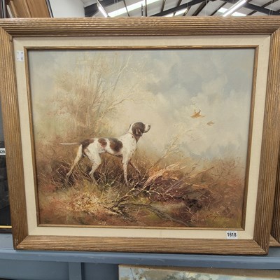 Lot 1618 - A pair of oil on canvas studies of sporting...