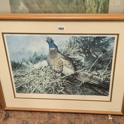 Lot 1622 - A group of three colour prints of a pheasant...
