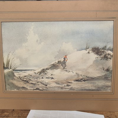 Lot 1632 - Watercolour. A coastal dune, signed indistinctly.