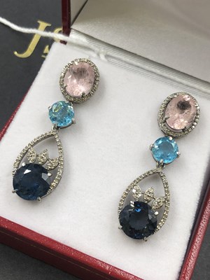 Lot 555b - Pair of silver articulated drop earrings set...