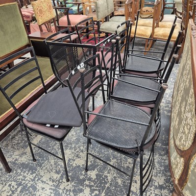 Lot 98 - A set of 10 steel frame dining chairs