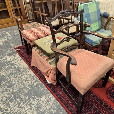 Lot 105 - A Georgian armchair, two stools and a later...