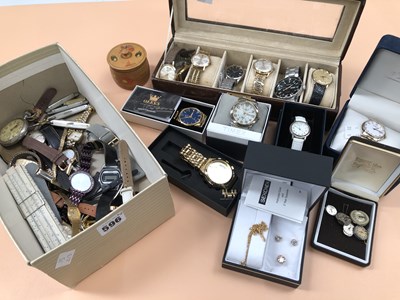 Lot 596 - Wrist watches and pocket watches, including...