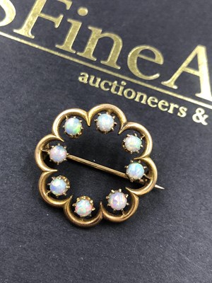 Lot 541 - An opal wreath brooch, unhallmarked, assessed...