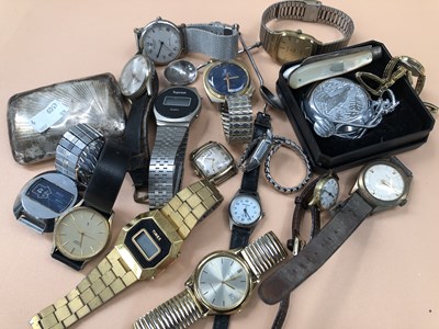 Lot 551 - Watches- A digital Basis 17 jewels Swiss watch,...