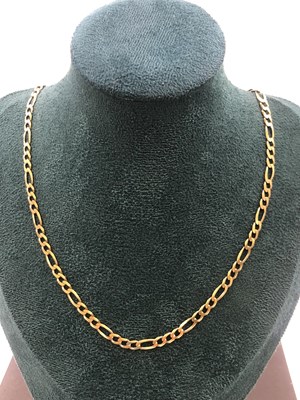 Lot 547 - A 9ct hallmarked gold figaro necklace. Weight...