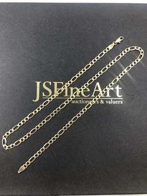 Lot 547 - A 9ct hallmarked gold figaro necklace. Weight...
