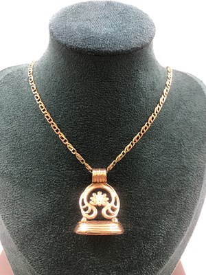 Lot 615 - A 9ct hallmarked gold flat link chain, weight...