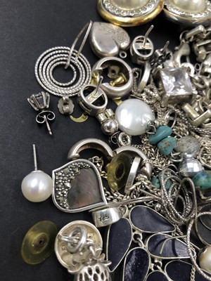 Lot 635 - A collection of silver and costume jewellery,...