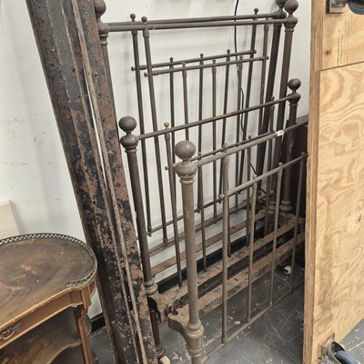 Lot 139 - A pair of Victorian brass single beds c/w side...
