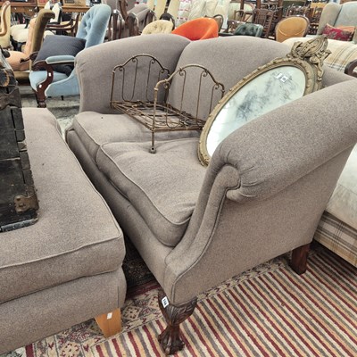 Lot 156 - A georgian style two seat sofa and a large stool.