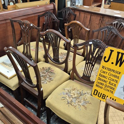 Lot 169 - A set of six shield-back dining chairs two...