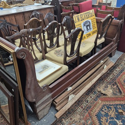 Lot 170 - A large antique style mahogany sleigh bed 206...