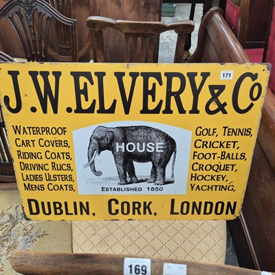 Lot 171 - A vintage style JW Elvery enamel sign. 70 x 51cms