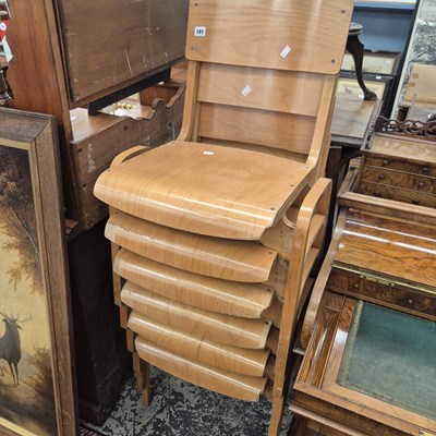 Lot 181 - Six retro bentwood school chairs.