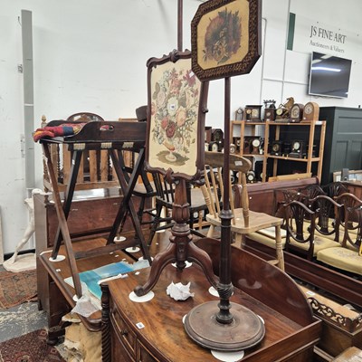 Lot 185 - Two 19th century pole screens